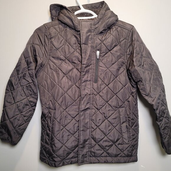 Boys Old Navy Quilted Jacket w/ Hood- Charcoal Size L (10-12) - Picture 1 of 4